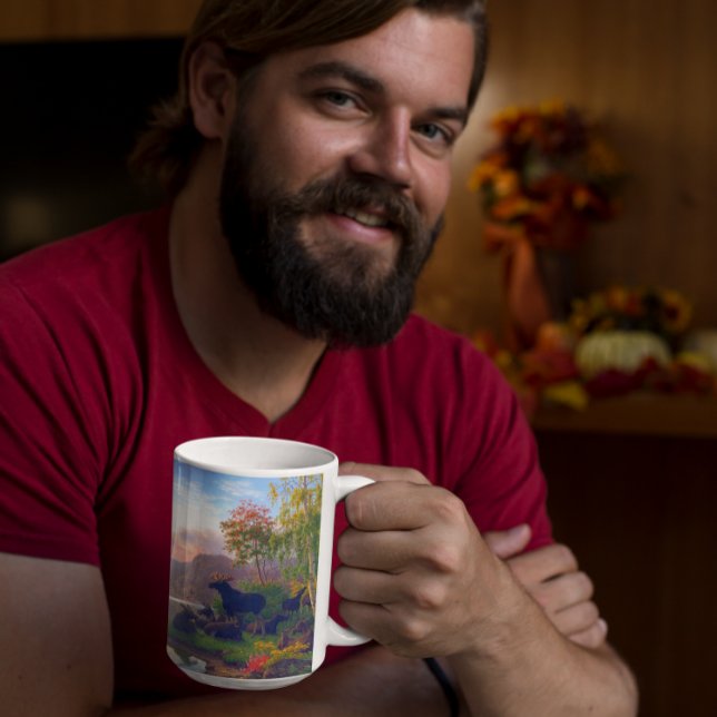 Majestic Moose i en svensk stående höstkupp Kaffemugg (Skapare uppladdad)