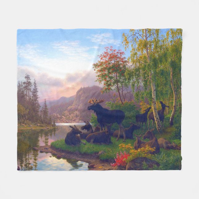 Majestic Moose in a svensk Autumn Landscape Fleecefilt (Framsidan (Horisontell))