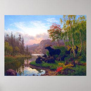 Majestic Moose in a svensk Autumn Landscape Poster