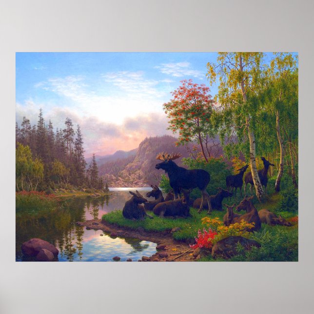 Majestic Moose in a svensk Autumn Landscape Poster (Framsidan)