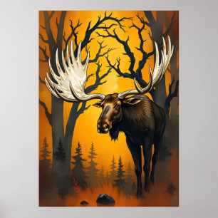 Majestic Moose in Autumn Forest - Wilderness Art Poster