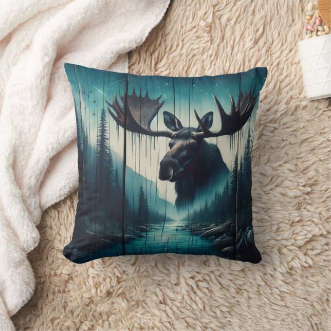 Majestic Moose Overlook Serene River Ligcape Kudde (Filt)