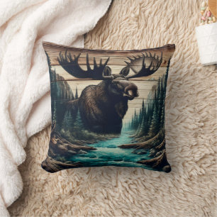 Majestic Moose Overlook Serene River Ligcape Kudde