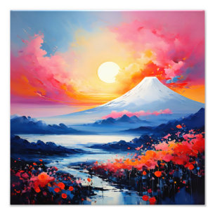 Majestic Mount Fuji vid Sunset Fototryck