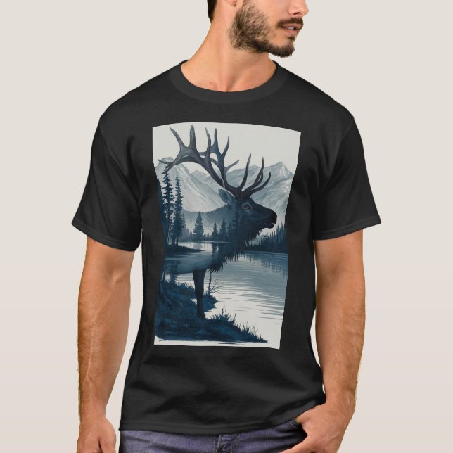 ’Majestic Mountain Hjort T-Shirt’ T Shirt (Framsida)