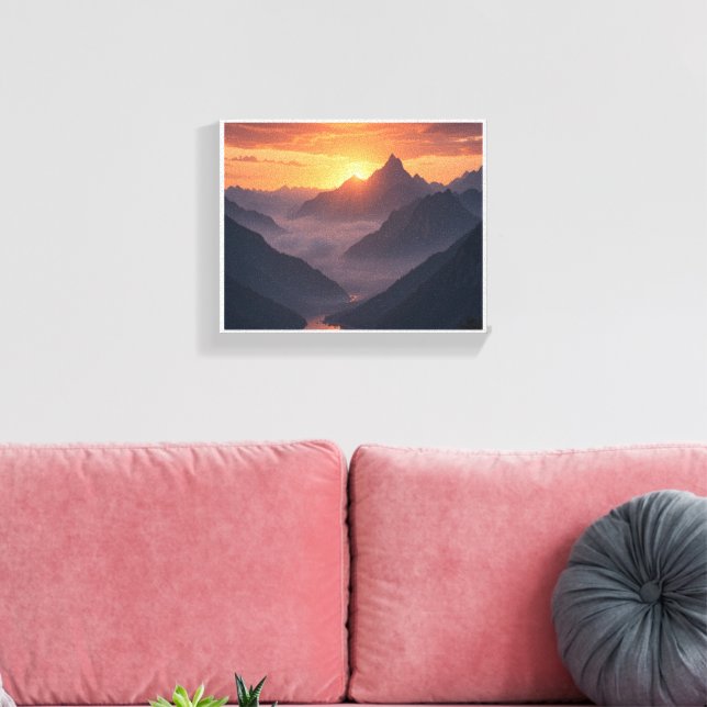 Majestic Mountain Sunset Canvastryck (Insitu (Vardagsrum))