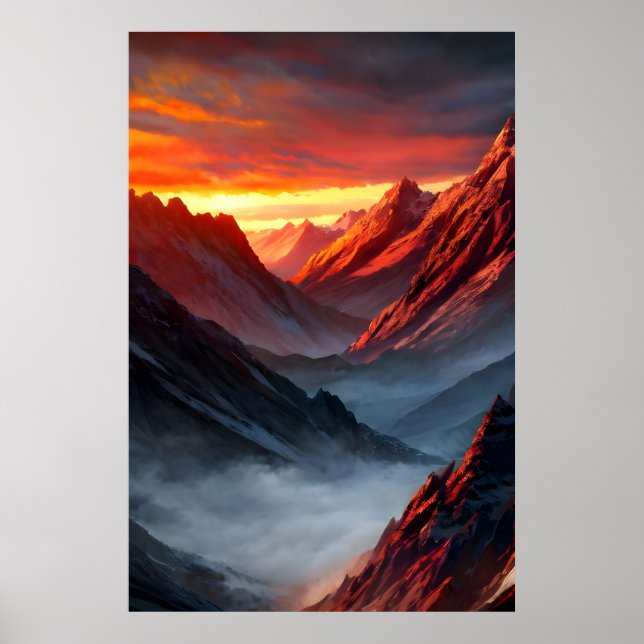 Majestic Mountain Sunset Poster (Framsidan)