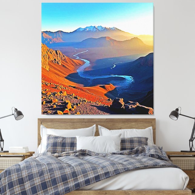 Majestic Mountain Valley Flow Design Canvastryck (Insitu (sovrum))