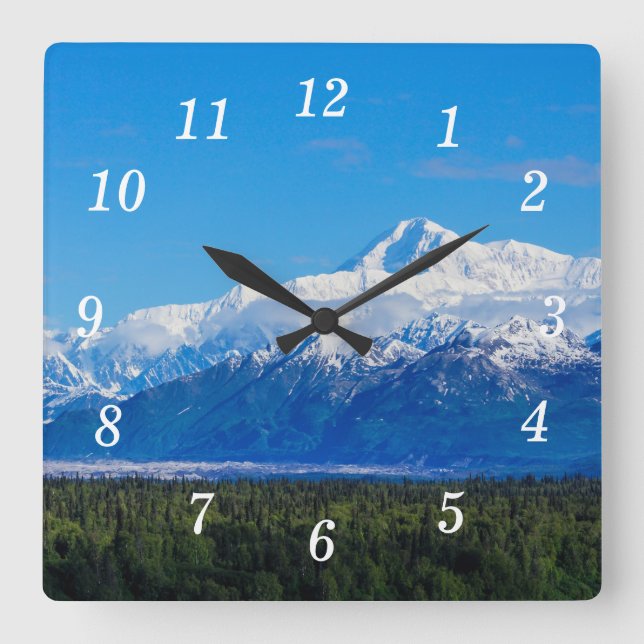 Majestic Mt McKinley Wall Clock Fyrkantig Klocka (Framsida)