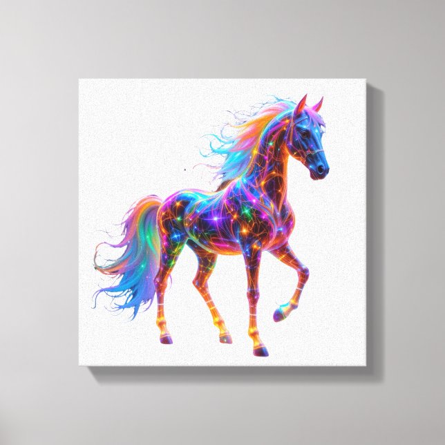 Majestic Neon Horse Canvastryck (Framsida)