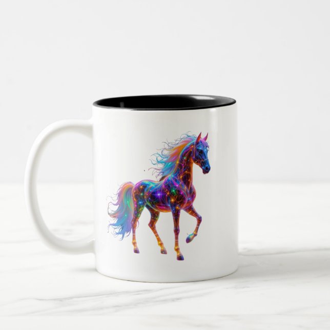 Majestic Neon Horse Två-Tonad Mugg (Vänster)