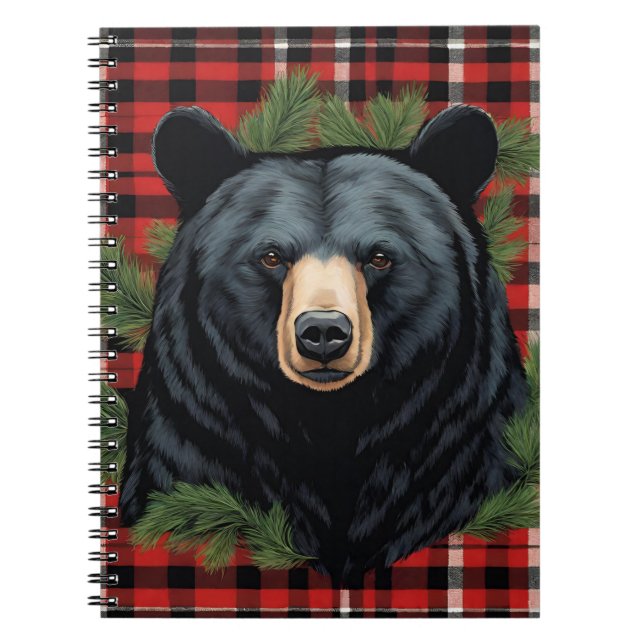 Majestic Northern Black Bear Spiral Photo Notebook Anteckningsbok (Framsidan)