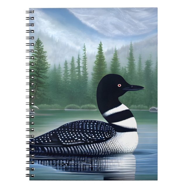 Majestic Northern Wilderness Loon Anteckningsbok (Framsidan)