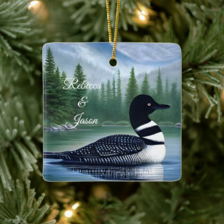 Majestic Northern Wilderness Loon Julgransprydnad Keramik