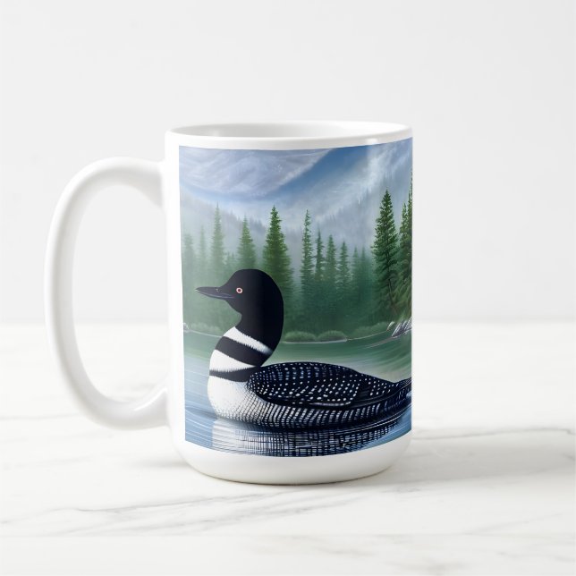 Majestic Northern Wilderness Loon Kaffemugg (Vänster)