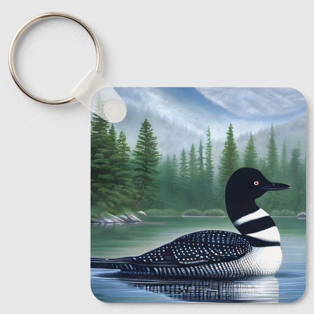 Majestic Northern Wilderness Loon Nyckelring (Framsida)