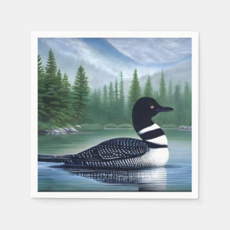 Majestic Northern Wilderness Loon Pappersservett