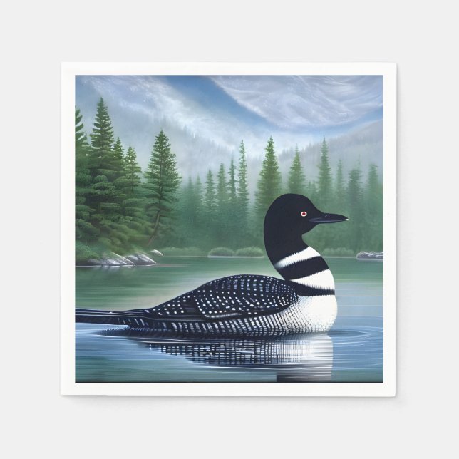 Majestic Northern Wilderness Loon Pappersservett (Framsidan)