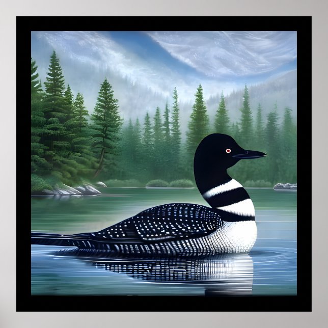 Majestic Northern Wilderness Loon Poster (Framsidan)