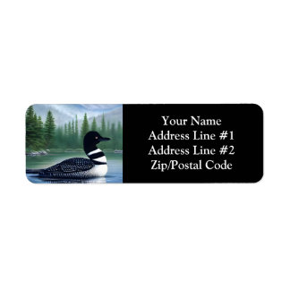 Majestic Northern Wilderness Loon Returadress Etikett