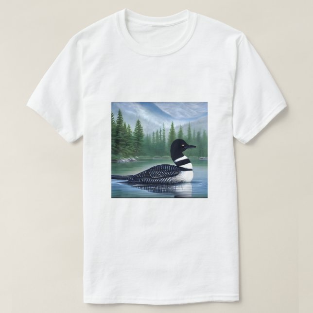 Majestic Northern Wilderness Loon T Shirt (Design framsida)