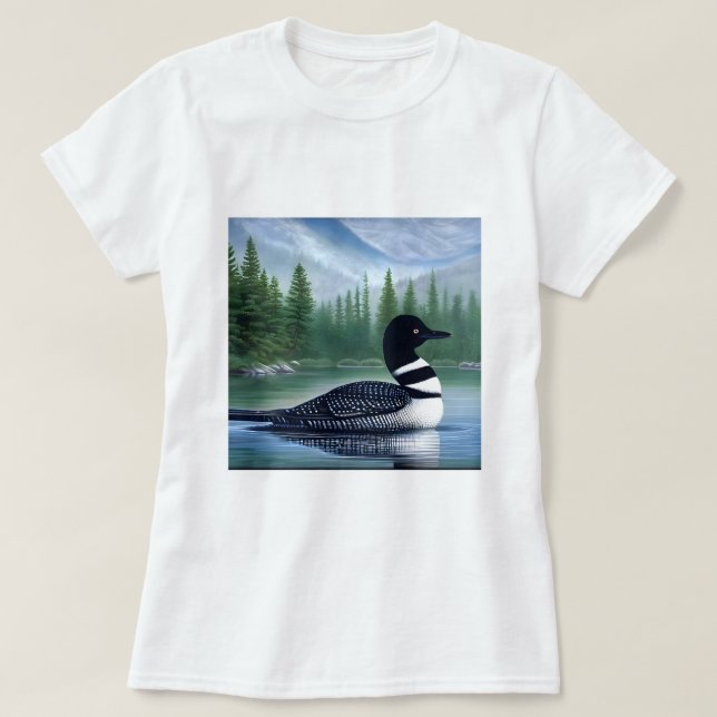 Majestic Northern Wilderness Loon T Shirt (Design framsida)