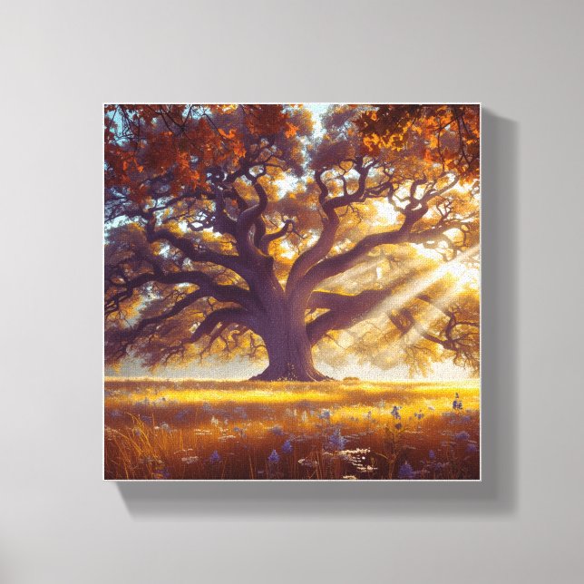Majestic Oak in Meadow Canvastryck (Framsida)