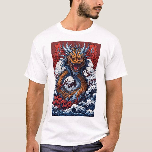 Majestic Oceanic Dragon T Shirt (Framsida)