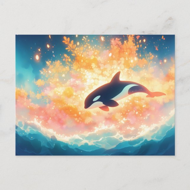 Majestic Orca Sunset Ocean Vykort (Framsida)