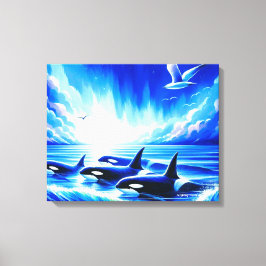 ’Majestic Orcas’ Canvastryck
