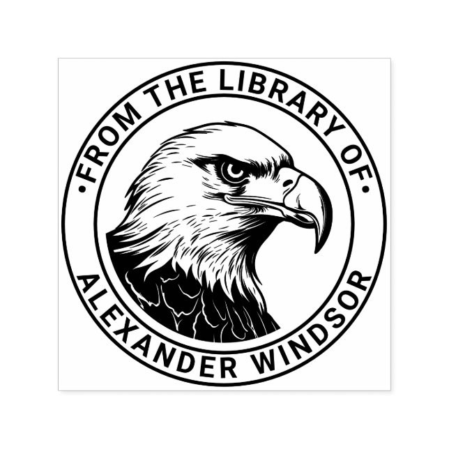 Majestic Örn Head #5 Bibliotek Bok Namn Självfärgande Stämpel (Design)
