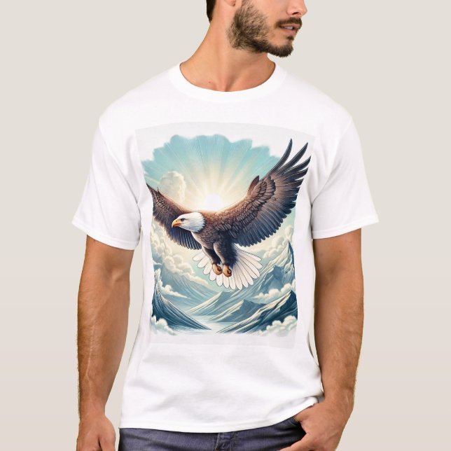 "Majestic Örn Soaring over Mountains T-Shir T Shirt (Framsida)