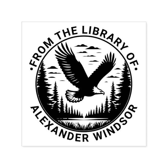 Majestic Örn som flyger #5 Bibliotek Bok Namn Självfärgande Stämpel (Design)