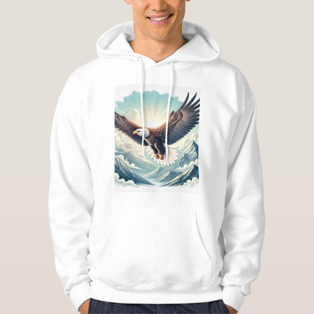 "Majestic Örn Sweatshirt: Soaring over Moun Hoodie (Framsida)