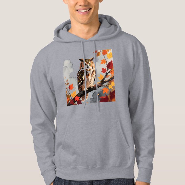 Majestic Owl Wildlife Art Print Hoodie (Framsida)