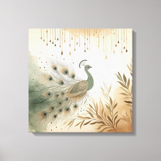 Majestic Peacock Canvas Print – Vibrant Feathers  (Framsida)