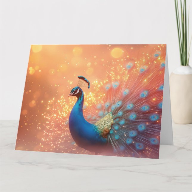 Majestic Peacock med Vibrant Plumage Kort (Framsida)