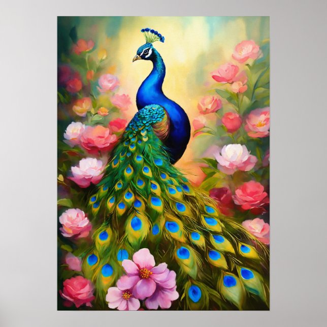 Majestic Peacock Print - Lägg till en grej av nåd Poster (Framsidan)
