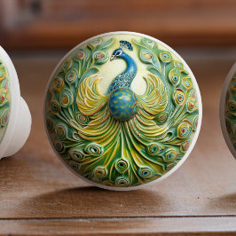 Majestic Peacock Splendor Ceramic Knob Drag Knopp