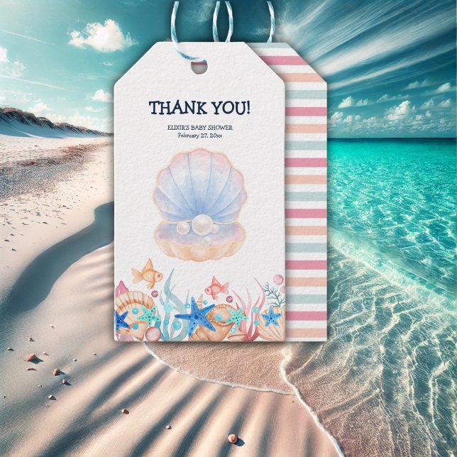 Majestic Pearl under Sea Baby Shower Presentetikett (Skapare uppladdad)