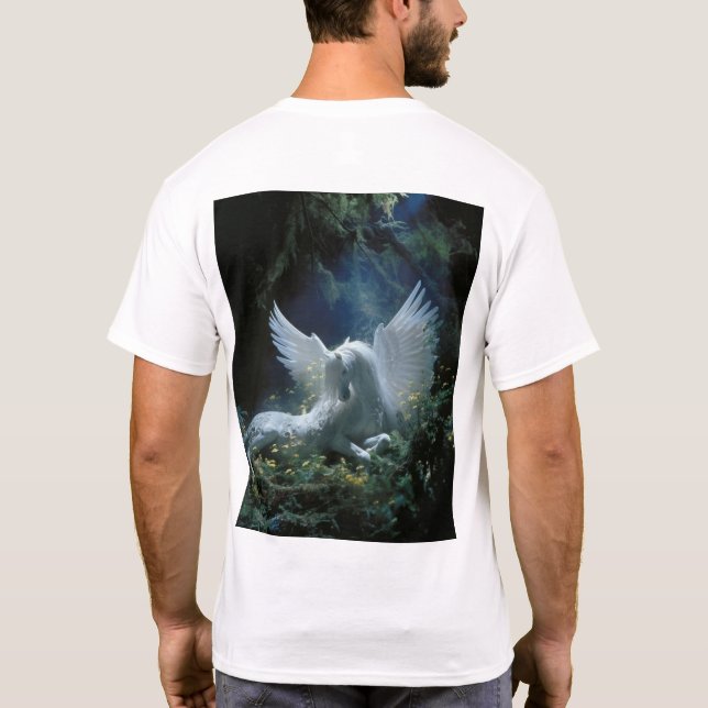 Majestic Pegasus in Enchanted Forest T-shirt (Baksida)