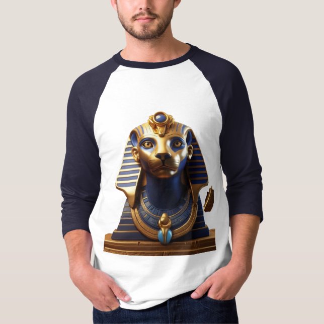 Majestic Pharaoh Statue Artwork T Shirt (Framsida)