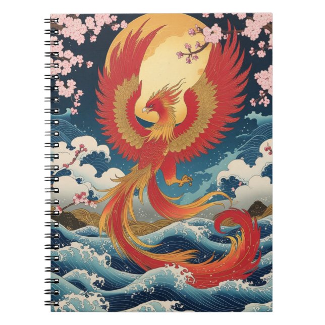 Majestic Phoenix Notebook - Japanese Fantasy Art Anteckningsbok (Framsidan)
