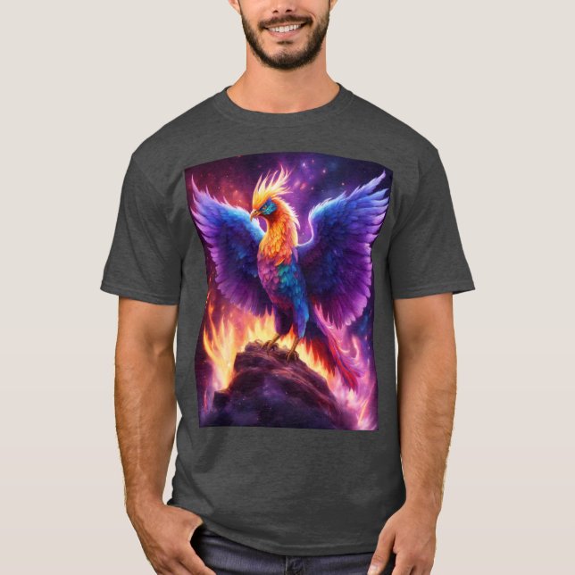 "Majestic Phoenix Resurgence: Vibrant Färgad Penc T Shirt (Framsida)