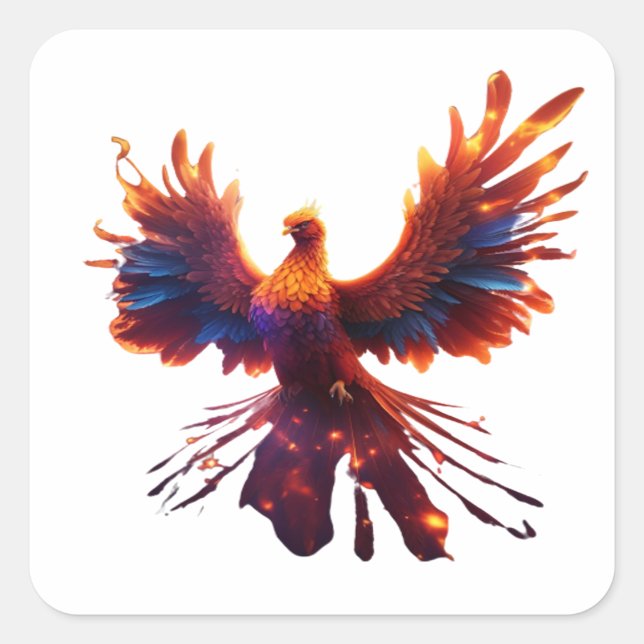 Majestic Phoenix Sticker Fyrkantigt Klistermärke (Framsida)