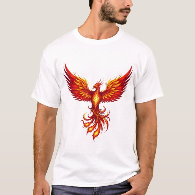 Majestic Phoenix T-Shirt – Fiery Rebirth Mythical  (Framsida)