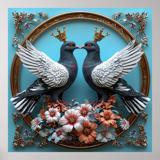 Majestic Pigeons with Krona Poster (Framsidan)