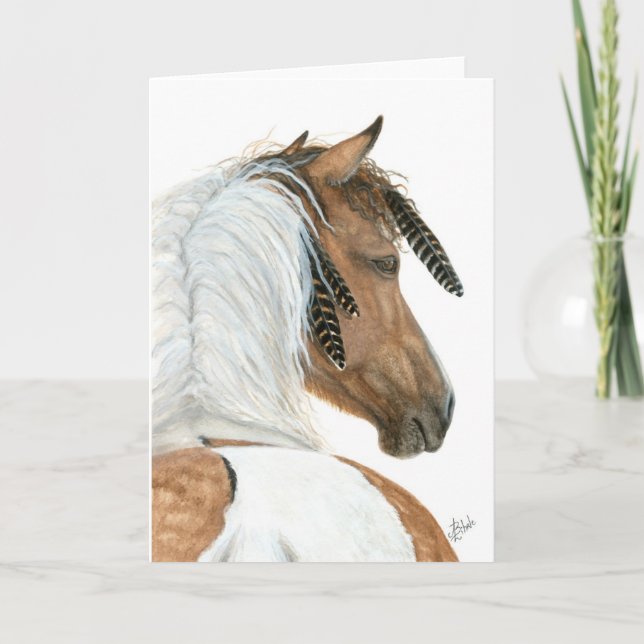 Majestic Pinto Horse av BiHrLe Greeting Card Kort (Framsida)