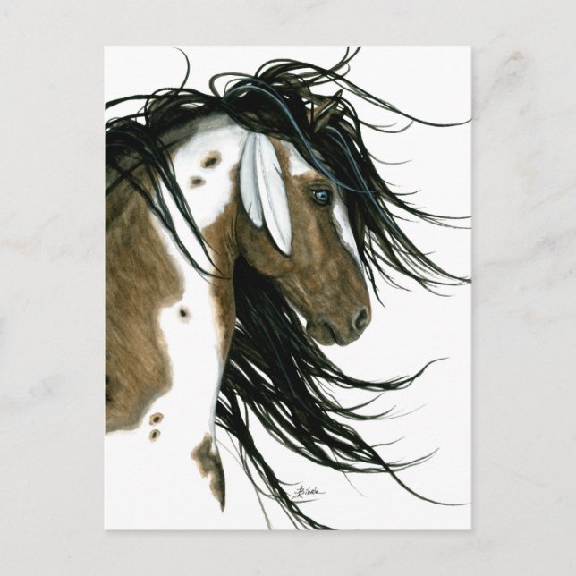 Majestic Pinto Post Card Horse by Bihrle Vykort (Framsida)