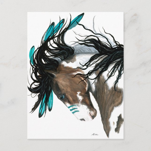 Majestic Pinto Post card Horse by Bihrle Vykort (Framsida)